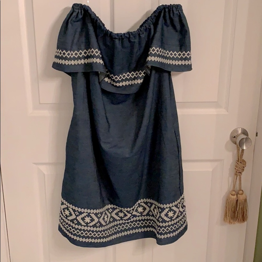 Denim off shoulders dress